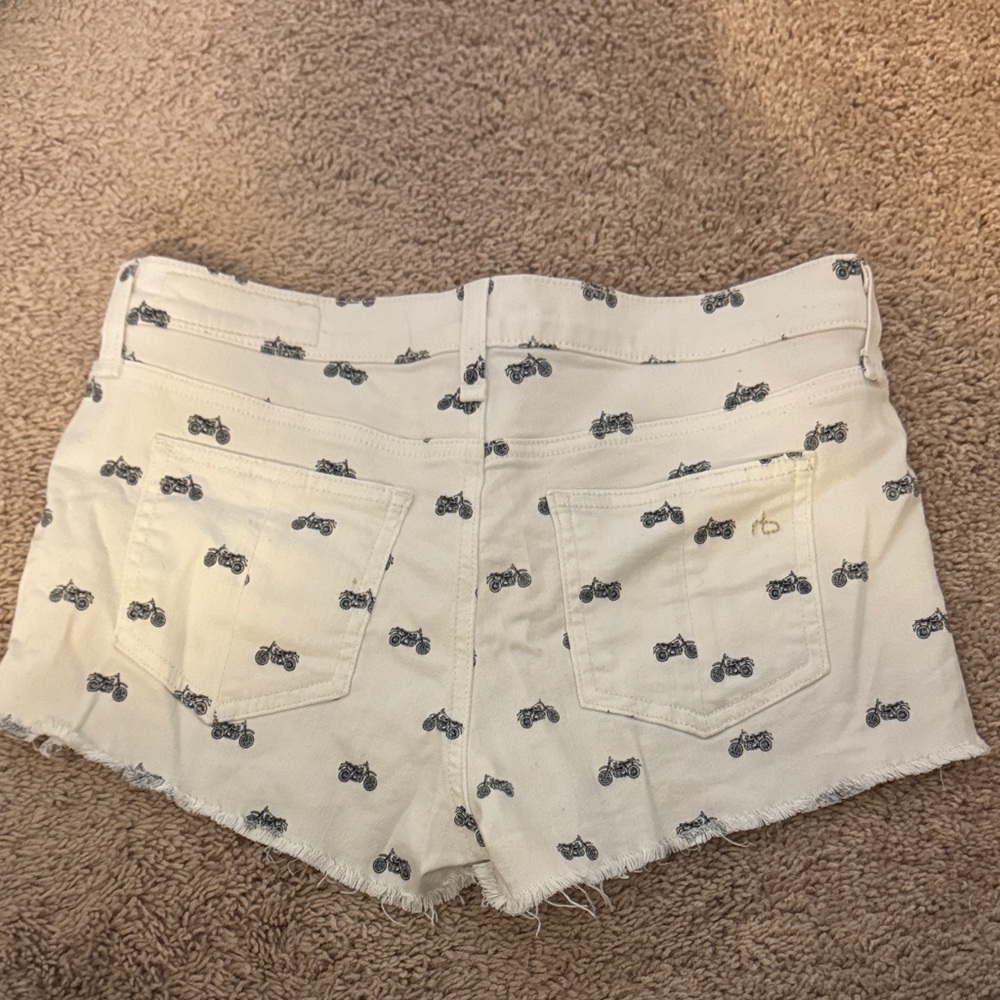 rag & bone White Jean Shorts with Black Pattern - Picture 2 of 3